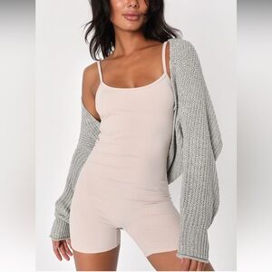 Beige Ribbed Tank Romper NWT